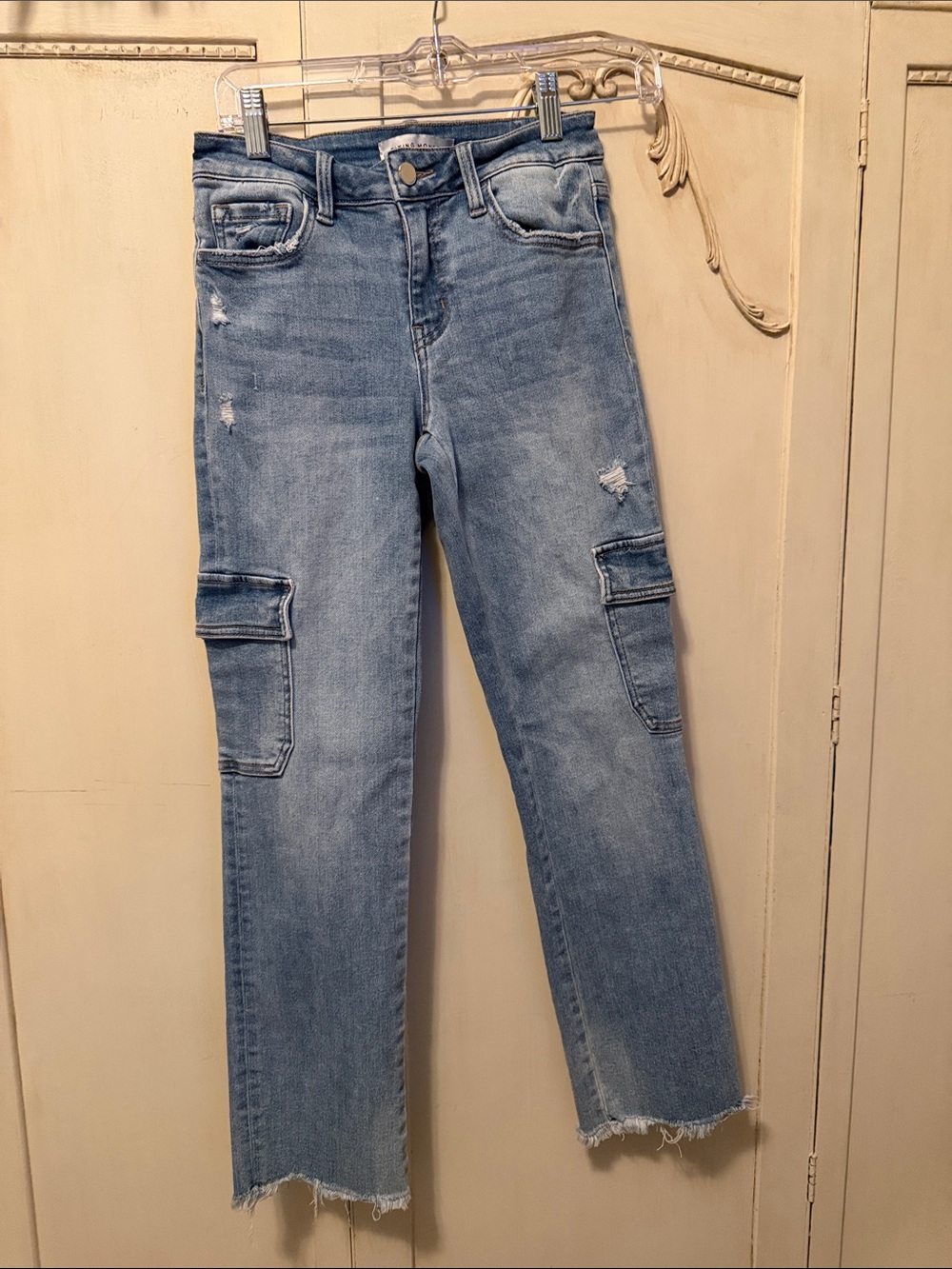Flying Monkey Light Blue Cargo Straight-Leg Jeans